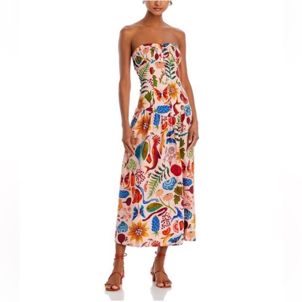 FARM Rio Bright Farm Beige Strapless Dress